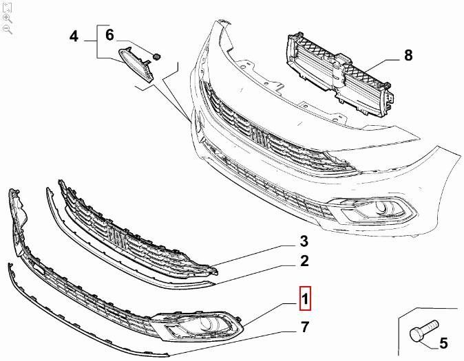 undefined FIAT GROUP - BUMPERGRILL VOORZ. ONDER TIPO - 735754050 