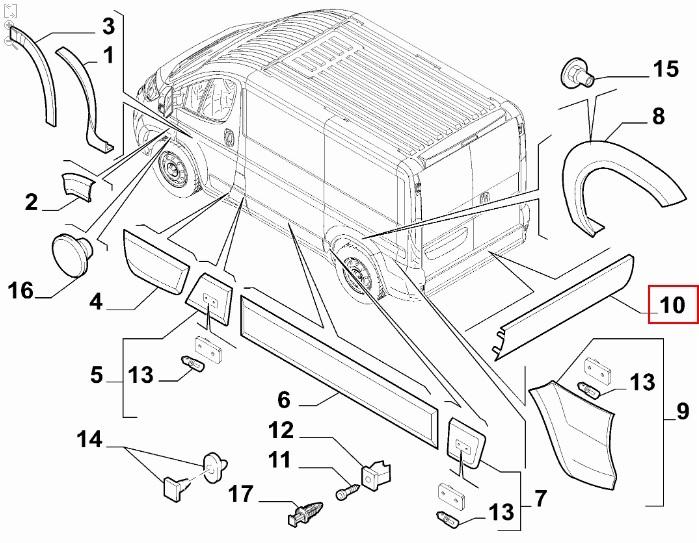 FIAT GROUP - STOOTLIJST DEUR LINKS ACHTER - 735763483