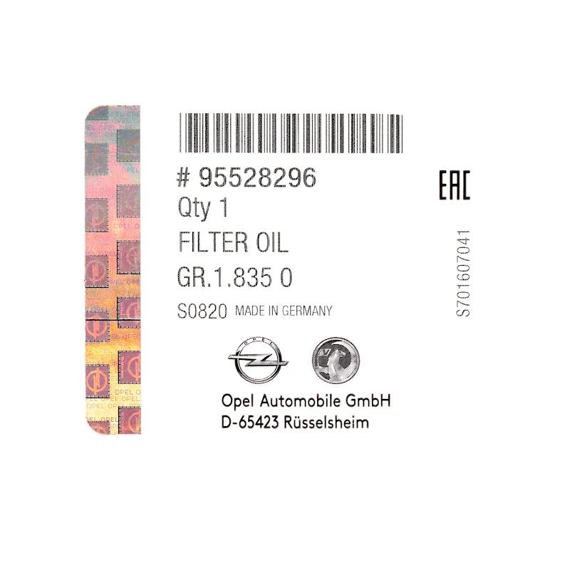 Front GENERAL MOTORS - FILTRE HUILE - 95528296