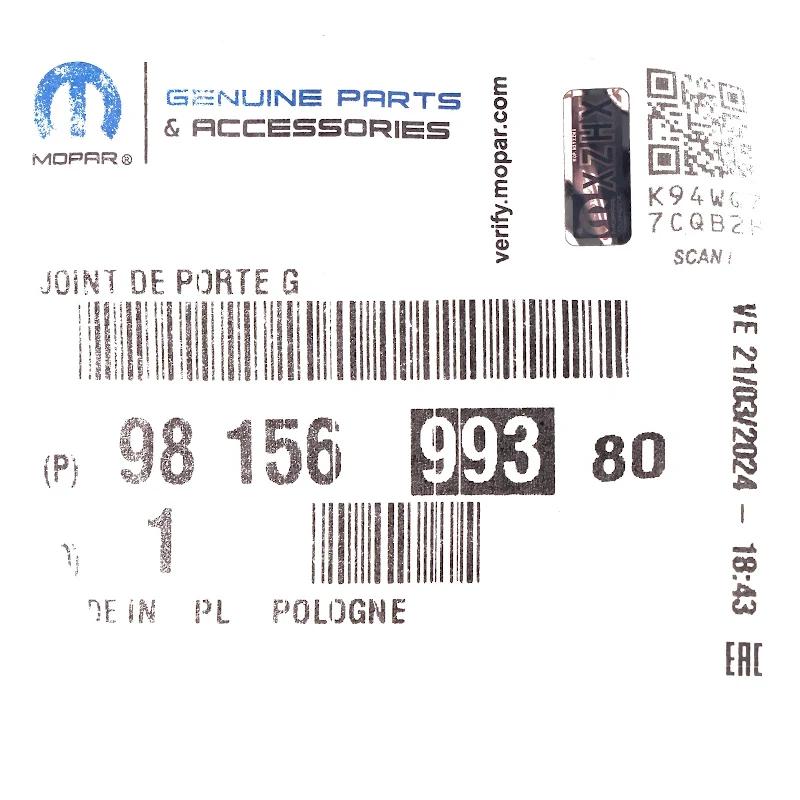 Front PSA - 9815699380 - TUERDICHTUNG AN TUER