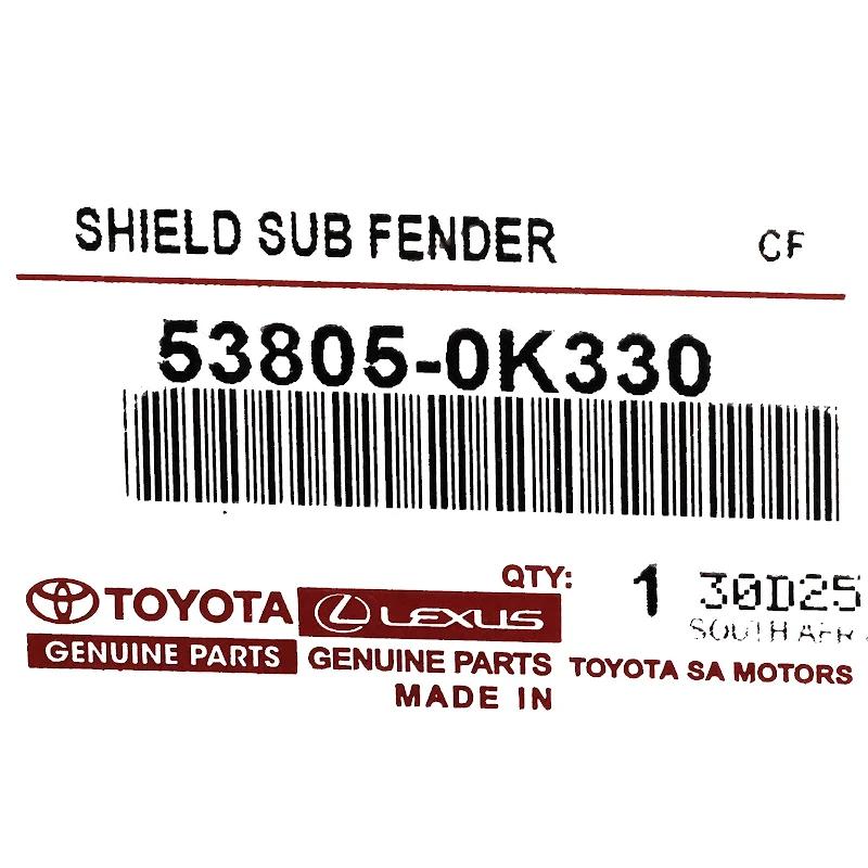 Front TOYOTA - 538050K330 - Fender sub-assy, front, l