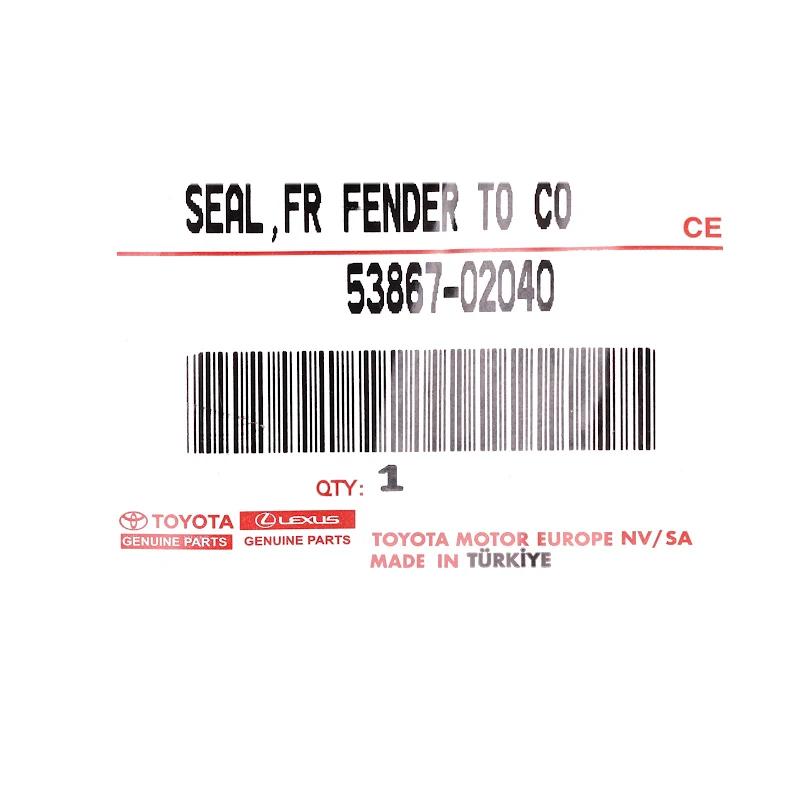 Front TOYOTA - 5386702040 - SEAL, FR FENDER TO C