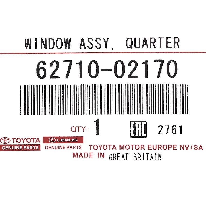 Front TOYOTA - 6271002170 - WINDOW ASSY, QUARTER