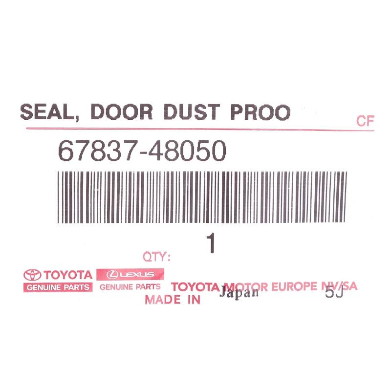 Front TOYOTA - SEAL, DOOR DUST PROO - 6783748050