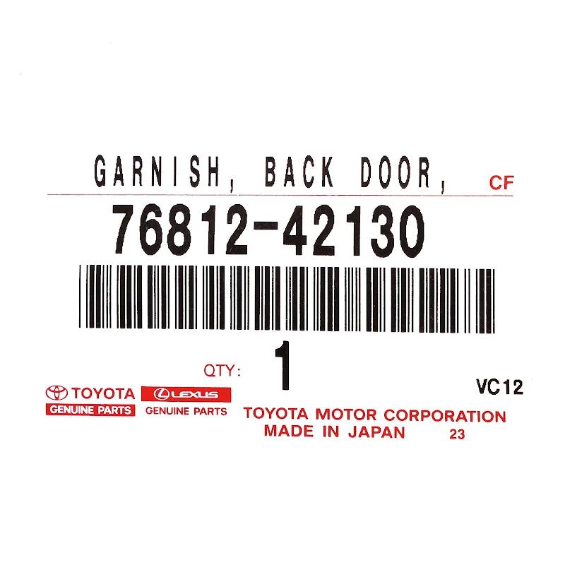 Front TOYOTA - 7681242130 - GARNISH, BACK DOOR,