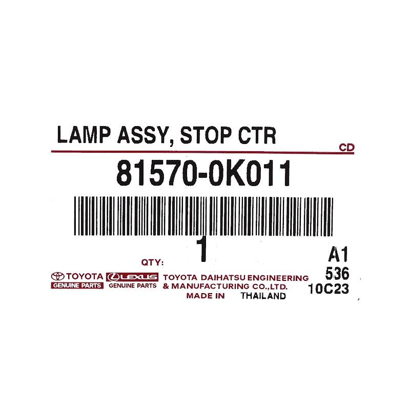 Front TOYOTA - 815700K011 - Lamp assy, stop ctr