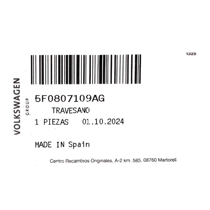 Front VAG - DWARSDRAGER - 5F0807109AG
