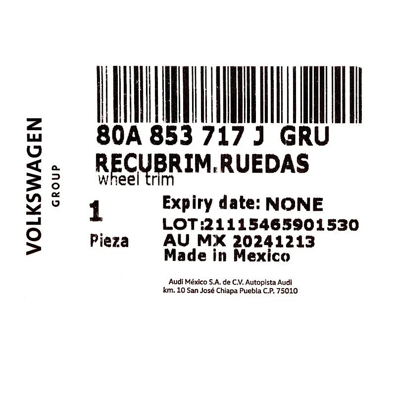 Front VAG - CACHE - 80A853717JGRU