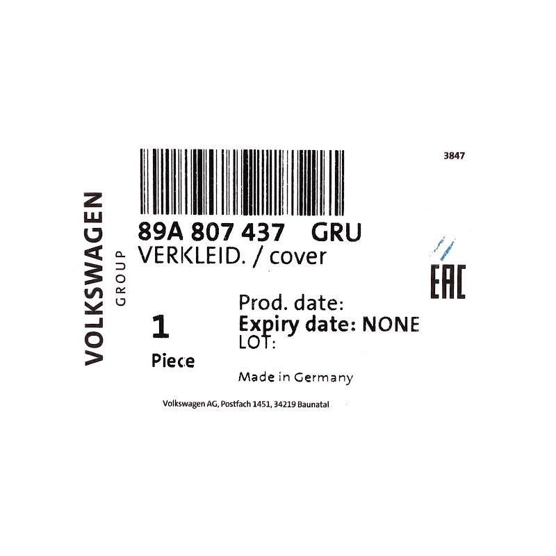 Front VAG - 89A807437GRU - VERKLEIDUNG