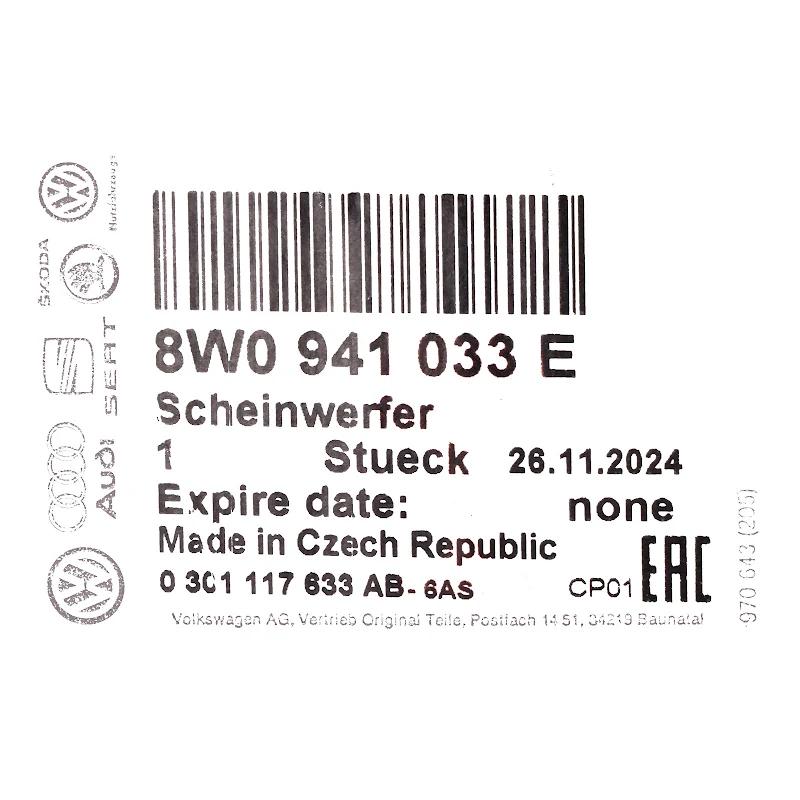 Front VAG - 8W0941033E - SCHEINWERFER