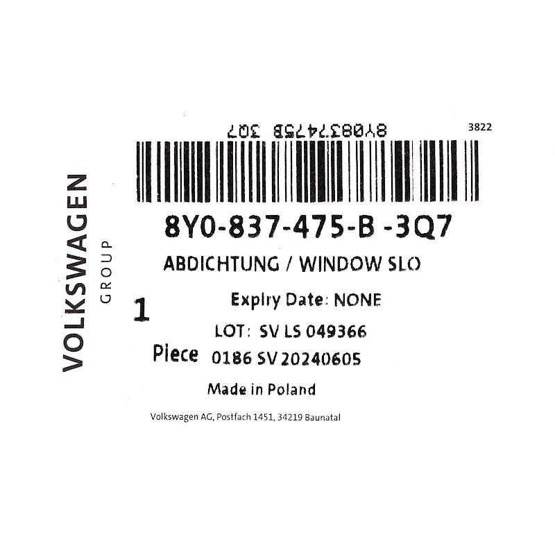 Front VAG - AFDICHTING - 8Y0837475B3Q7