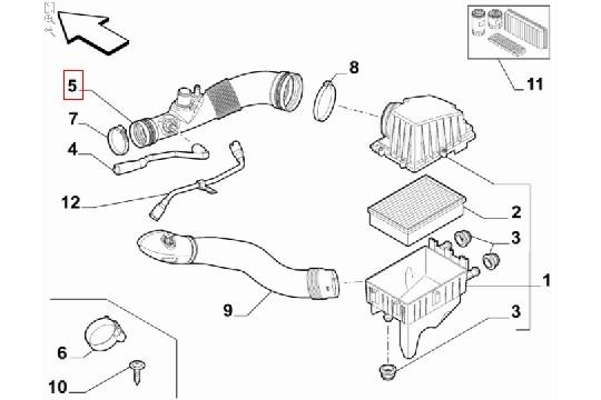 undefined FIAT GROUP - ALFA MITO 1.4 119 KW/ 170 PK TOT 2015, LUCHTSLANG ORIGINEEL - 50515513 