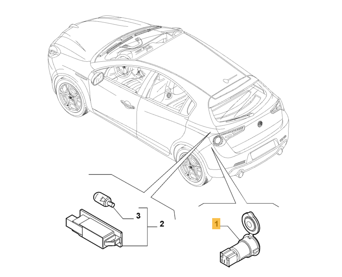 undefined FIAT GROUP - ALFA GIULIETTA, 12 VOLT AANSLUITING KOFFERRUIMTE / ZIE OMSCHRIJVING - 735260656 