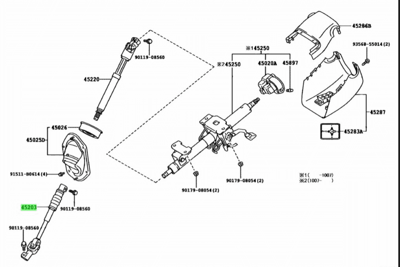 TOYOTA - SUB-ASSEMBLAGE STUURTUSSENAS NR.2 - 4520360170
